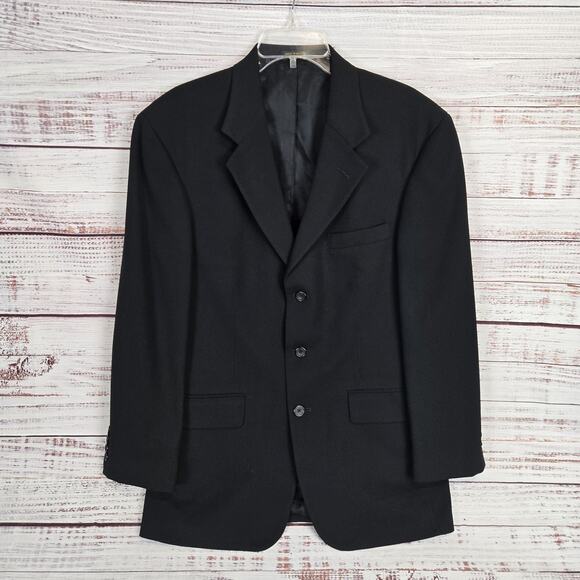 Oscar de la Renta Blazer Mens 40R Black Wool Athletic Fit Sport Coat Classic Lux - Picture 1 of 11